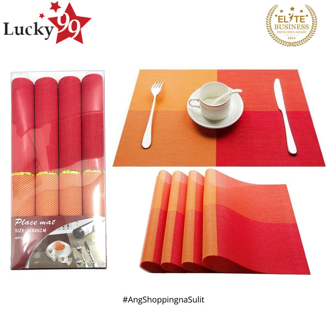 Woven Vinyl Placemat Heat Resistant Anti-Skid Washable PVC Placemats for Kitchen Table (Set of 4)