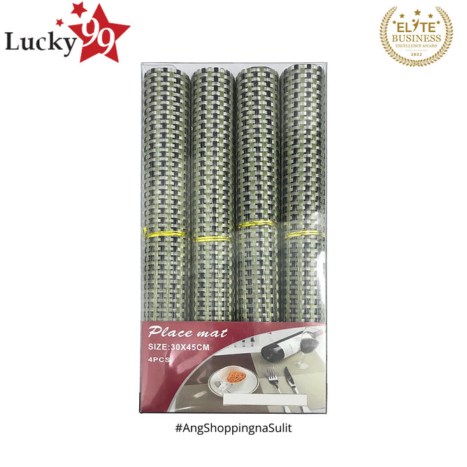 Woven Vinyl Placemat Heat Resistant Anti-Skid Washable PVC Placemats for Kitchen Table (Set of 4)