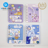 A7 4 Pieces Pocket Notebook Cute Cartoon Character Spiral Diary Notebook for Home & School Supply