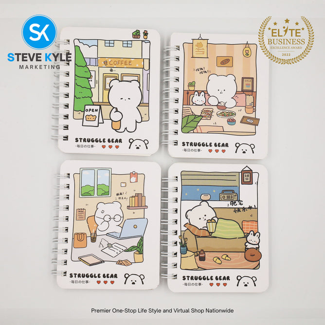 A7 4 Pieces Pocket Notebook Cute Cartoon Character Spiral Diary Notebook for Home & School Supply