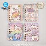 A7 4 Pieces Pocket Notebook Cute Cartoon Character Spiral Diary Notebook for Home & School Supply