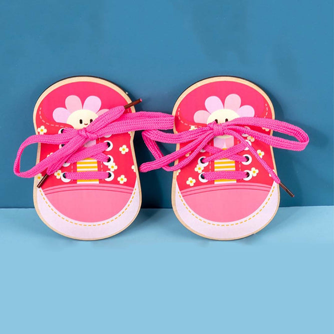 Early Learning Wooden Children Wear Shoelaces Kindergarten Baby Hands-on Threading Board toys best gift