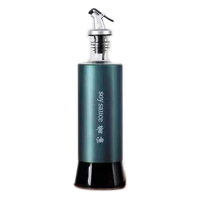 300ml Bottle Glass Soy Sauce Vinegar and Oil Dispenser Stainless Steel Cruet Cooking Wine Leakproof