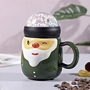 Ceramic Mug Cute Santa Claus Christmas Design Coffee / Water Mug Cup with Lid