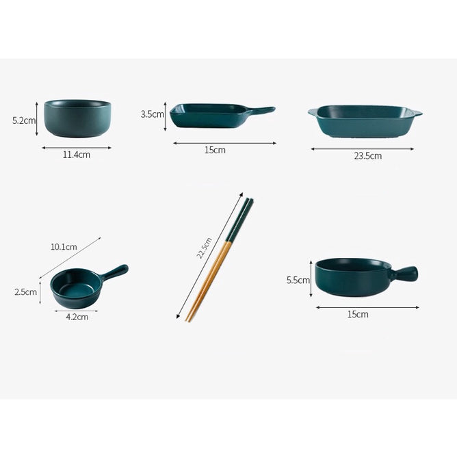 Nordic Ceramic 4 in 1 Bowls and Dishes Tableware Gift Set for Kitchen Utensils