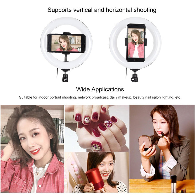 PULUZ PU459B 7.9 inch 20cm USB 3 Modes Dimmable Dual Color Temperature LED Curved Light Ring Vlogging Selfie Photography Video Lights with Phone Clamp