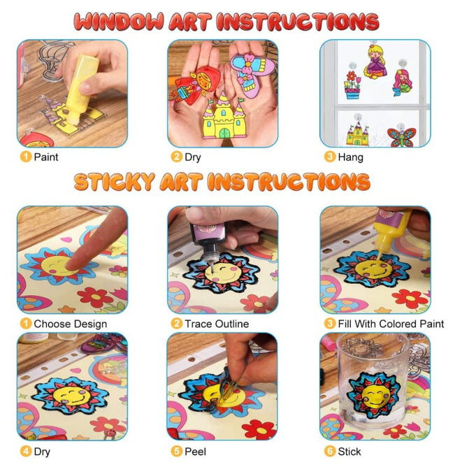 Mash Window Art and Sticky Suncatcher Double Craft Kit for Kids 2 in 1