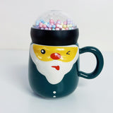 Ceramic Mug Cute Santa Claus Christmas Design Coffee / Water Mug Cup with Lid