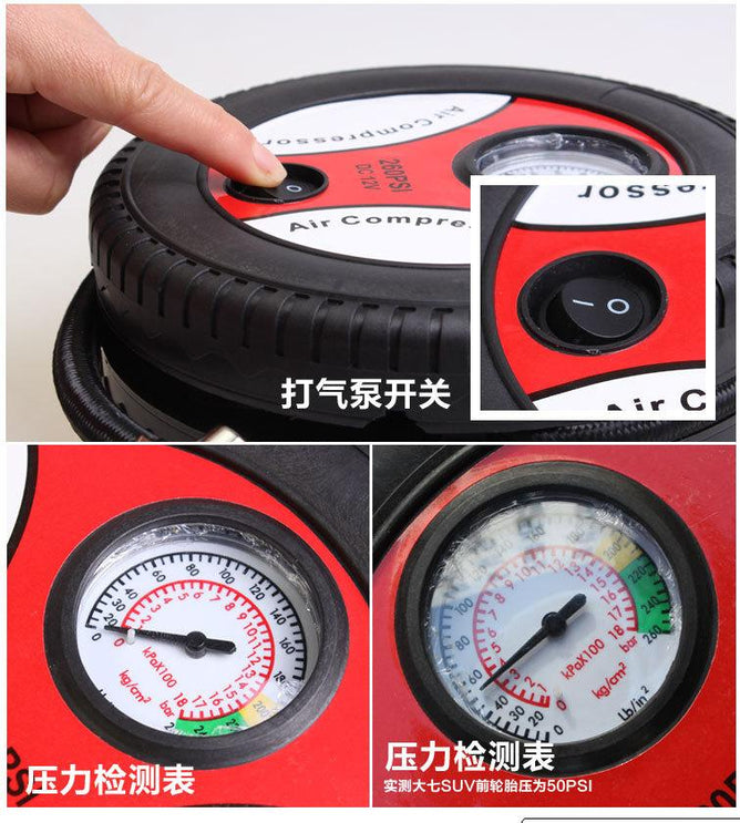 Portable 260 PSI Wheel Design Air Compressor 12V DC Auto Inflator