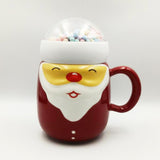 Ceramic Mug Cute Santa Claus Christmas Design Coffee / Water Mug Cup with Lid