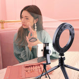 (RLL-003) 16CM 4-in-1 LED Ring Light with Desktop Tripod for Vlogging and Mini Studio