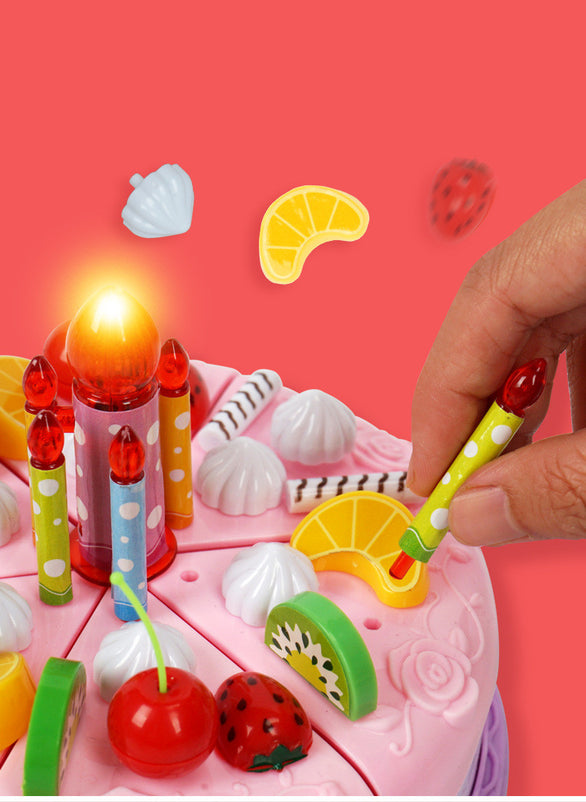 Simulation DIY Cutting Birthday Cake Combo Toy Playset for Playing House Game Decoration Kid Gift