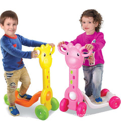 Four Wheeled Kids Scooter Giraffe Shaped Stable Colorful Children's Toy Best Gift for Kids