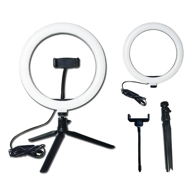20cm Ring Light with Mini Tripod and Phone Holder Selfie LED Ring Light Photo Studio Light With Tripod Stand & Phone Holder Set for Live streaming Zoom Conference Tiktok Dimmable 3 Colors Ring Light (Vlog)
