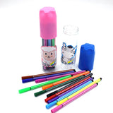 12 Color Marker Pens with Bottle Case For Artistic Kids Coloring (Random Color)