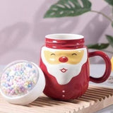 Ceramic Mug Cute Santa Claus Christmas Design Coffee / Water Mug Cup with Lid