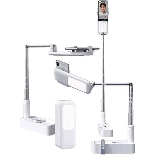 Multifunction Foldable Video Recording Phone Holder Rechargeable LED Light Stand and Remote