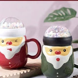 Ceramic Mug Cute Santa Claus Christmas Design Coffee / Water Mug Cup with Lid