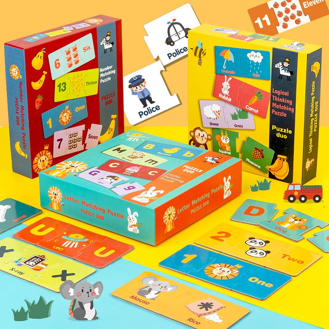 Educational Montessori Puzzle Duo Matching Puzzle Pairing Words Connecting for Kids Toys