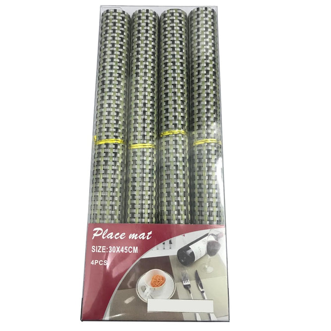 Woven Vinyl Placemat Heat Resistant Anti-Skid Washable PVC Placemats for Kitchen Table (Set of 4)