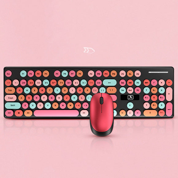 N620 Candy-Colored Wireless PBT Keycaps Keyboard and Mute Office Mouse for Desktop Computer PC Set