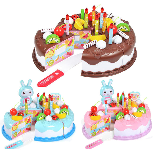 Simulation DIY Cutting Birthday Cake Combo Toy Playset for Playing House Game Decoration Kid Gift