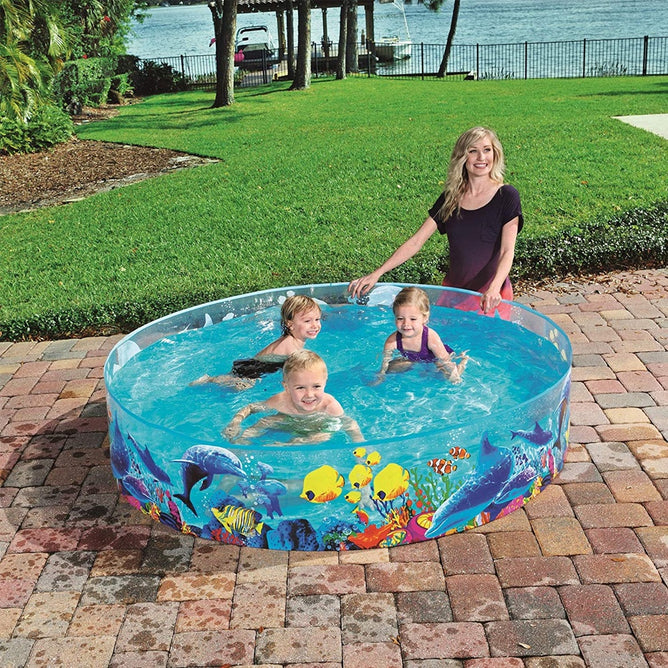 Bestway Fill 'N Fun Paddling Sea Creatures Design Pool for Outdoor Kiddie Swimming Pool