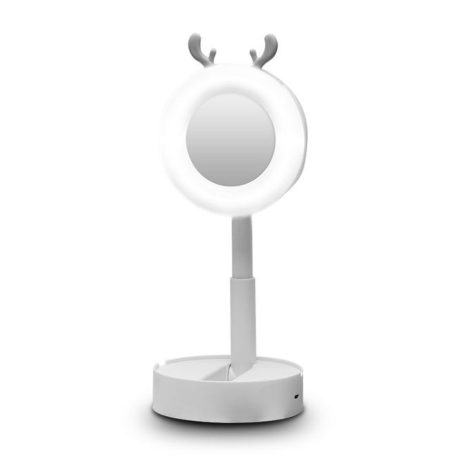 Fold Away Led Makeup Mirror Folding USB Powered Light Vanity Mirror Portable Tabletop Lamp