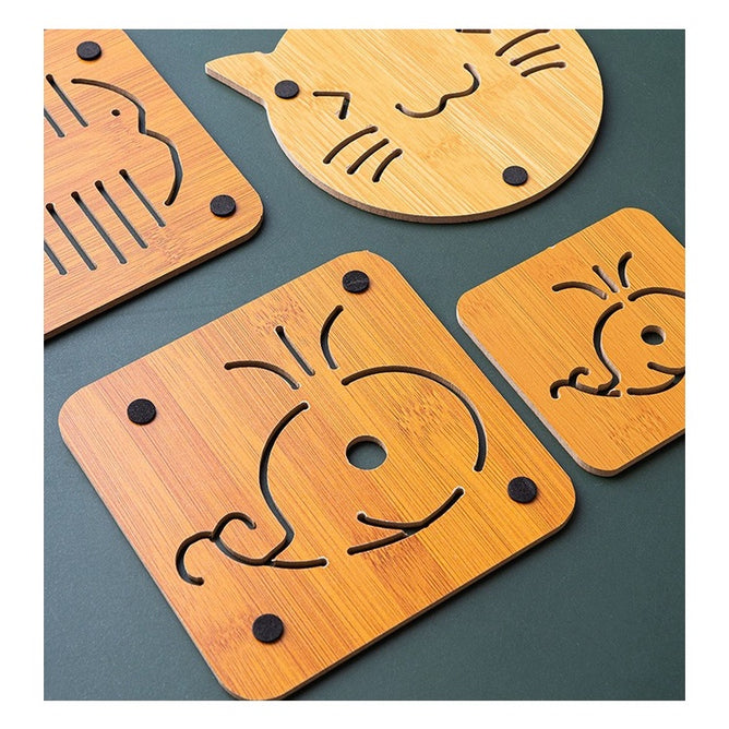 Random Design Wooden Coaster Bamboo Pot Holder Bowl Pad Kitchen Hot Plate Holder for Kitchen