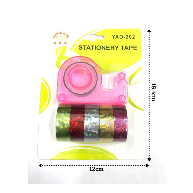 Stationery Tape 6 Rolls Random Color Arts Crafts Washi Tape with Dispenser