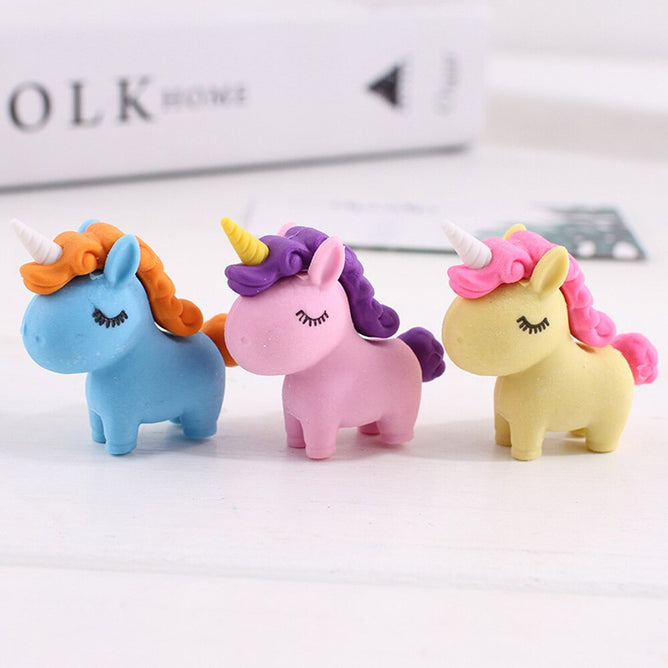 Random Color Cute Animal 3D Unicorn Rubber Eraser Primary Student Gift Stationery