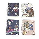 A7 4 Pieces Pocket Notebook Cute Cartoon Character Spiral Diary Notebook for Home & School Supply