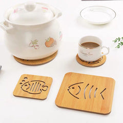 Random Design Wooden Coaster Bamboo Pot Holder Bowl Pad Kitchen Hot Plate Holder for Kitchen
