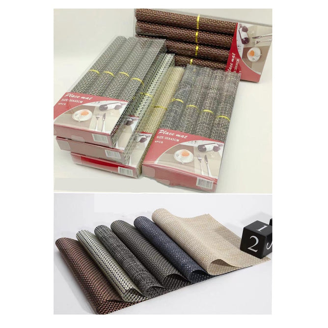 Woven Vinyl Placemat Heat Resistant Anti-Skid Washable PVC Placemats for Kitchen Table (Set of 4)