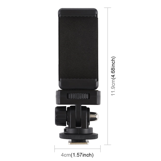 PULUZ PU417 1/4 Inch Screw Thread Cold Shoe Tripod Mount Adapter with Phone Holder