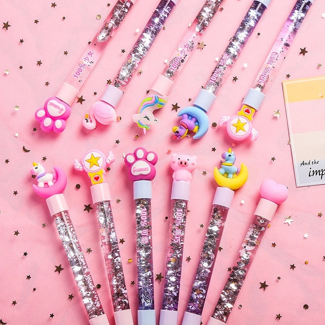 Random Creative Fairy Stick Cute Cartoon Star Oil Quicksand Magic Dazzle Color Neutral Gel Ink Pen
