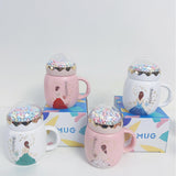 Ceramic Mug Cute Girl Design Coffee / Water Mug Cup with Lid