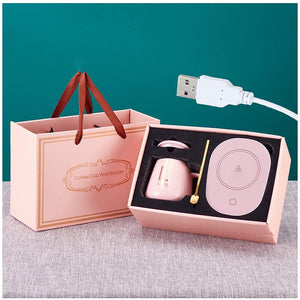 Electric Coffee Heating Mug Max 55 Degree Constant Temperature with Cup and Spoon in Gift box