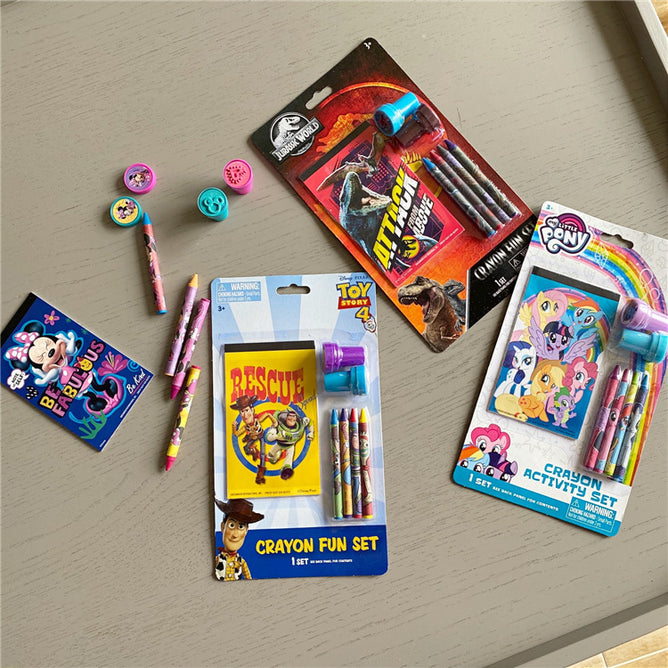 Crayon Fun Set Self inking Stamp Kids Goodie Bag Children