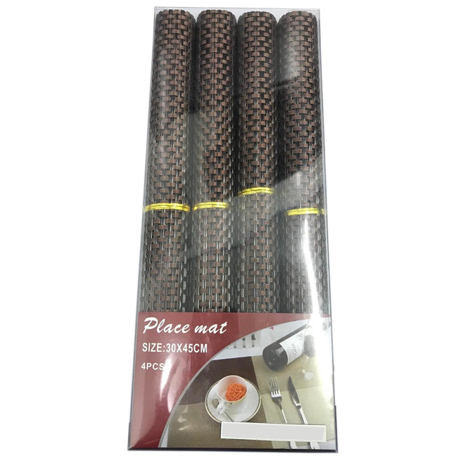 Woven Vinyl Placemat Heat Resistant Anti-Skid Washable PVC Placemats for Kitchen Table (Set of 4)