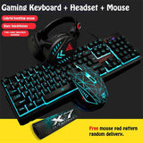 4Pcs/Set K59 Wired USB Keyboard Illuminated Gaming Mouse Pad Backlight Headset