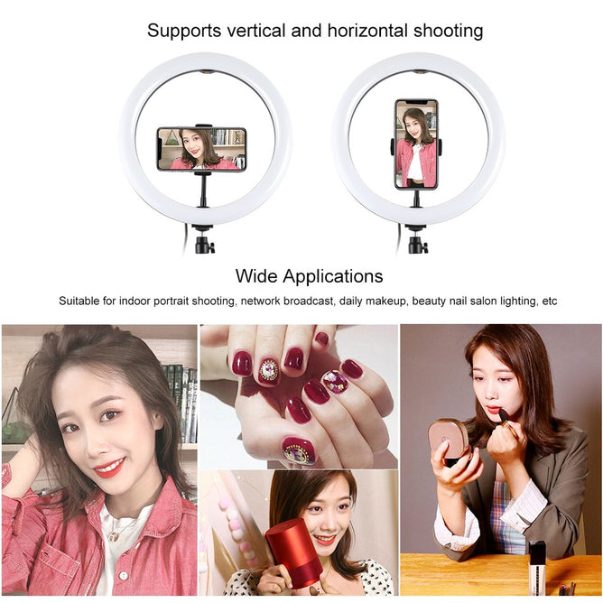 PULUZ PU457B 12 inch 30cm USB 3 Modes Dimmable Dual Color Temperature LED Curved Diffuse Light Ring Vlogging Selfie Photography Video Lights with Phone Clamp
