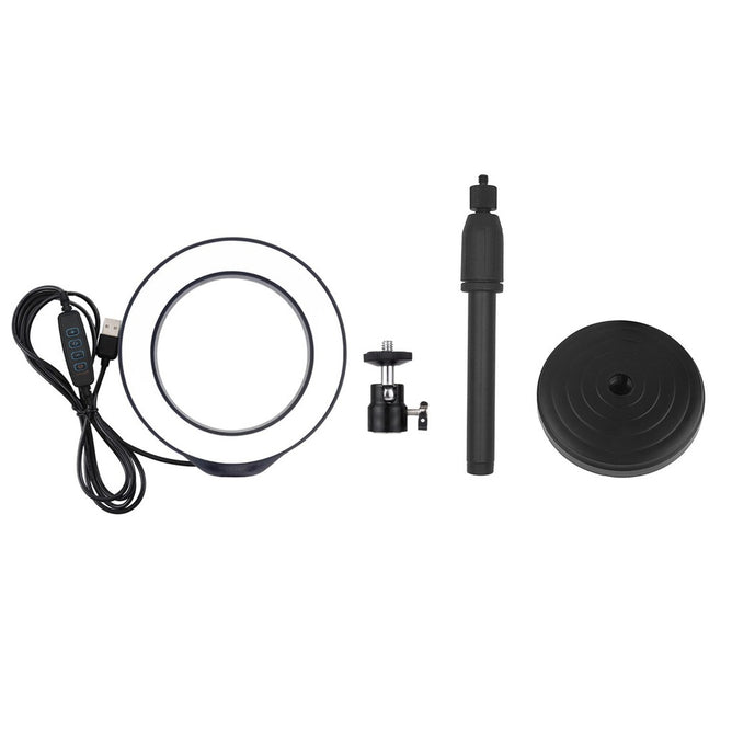 PULUZ PU392 Round Base Desktop Mount + 6.2 inch 3 Modes USB Dimmable LED Ring Light