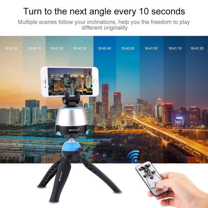 PULUZ PU362 Electronic 360 Degree Rotation Panoramic Head in Tripod Mount with Remote Controller for Smartphones, DSLR & Action Cameras