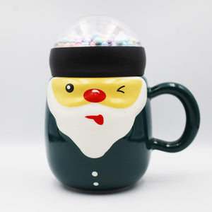 Ceramic Mug Cute Santa Claus Christmas Design Coffee / Water Mug Cup with Lid