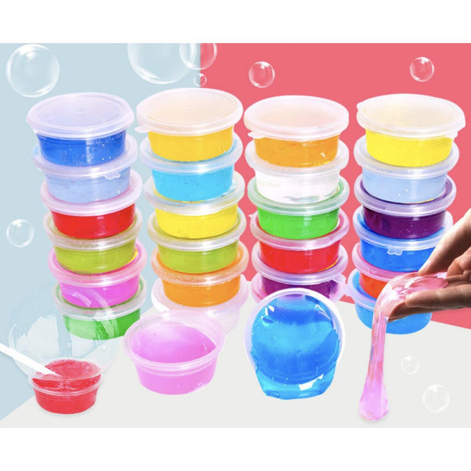 12 in 1 Color Crystal Mud Slime that can blow or Make Bubble Toys for Kids