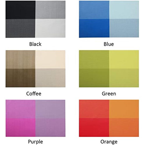 Woven Vinyl Placemat Heat Resistant Anti-Skid Washable PVC Placemats for Kitchen Table (Set of 4)