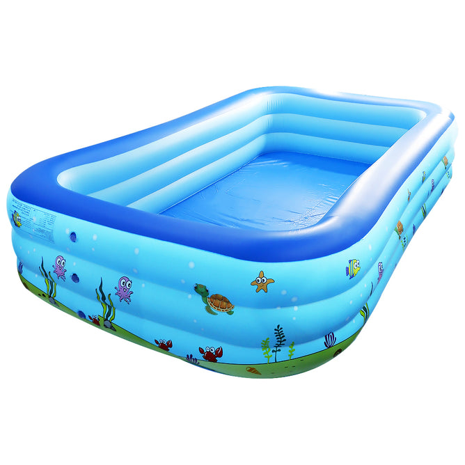 Swim Center Rectangular Size Inflatable Swimming Pool in Tropical Reef Design
