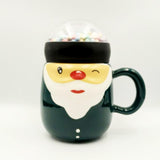 Ceramic Mug Cute Santa Claus Christmas Design Coffee / Water Mug Cup with Lid