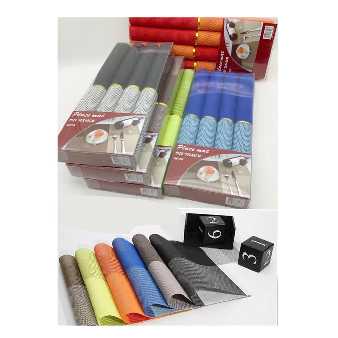 Woven Vinyl Placemat Heat Resistant Anti-Skid Washable PVC Placemats for Kitchen Table (Set of 4)